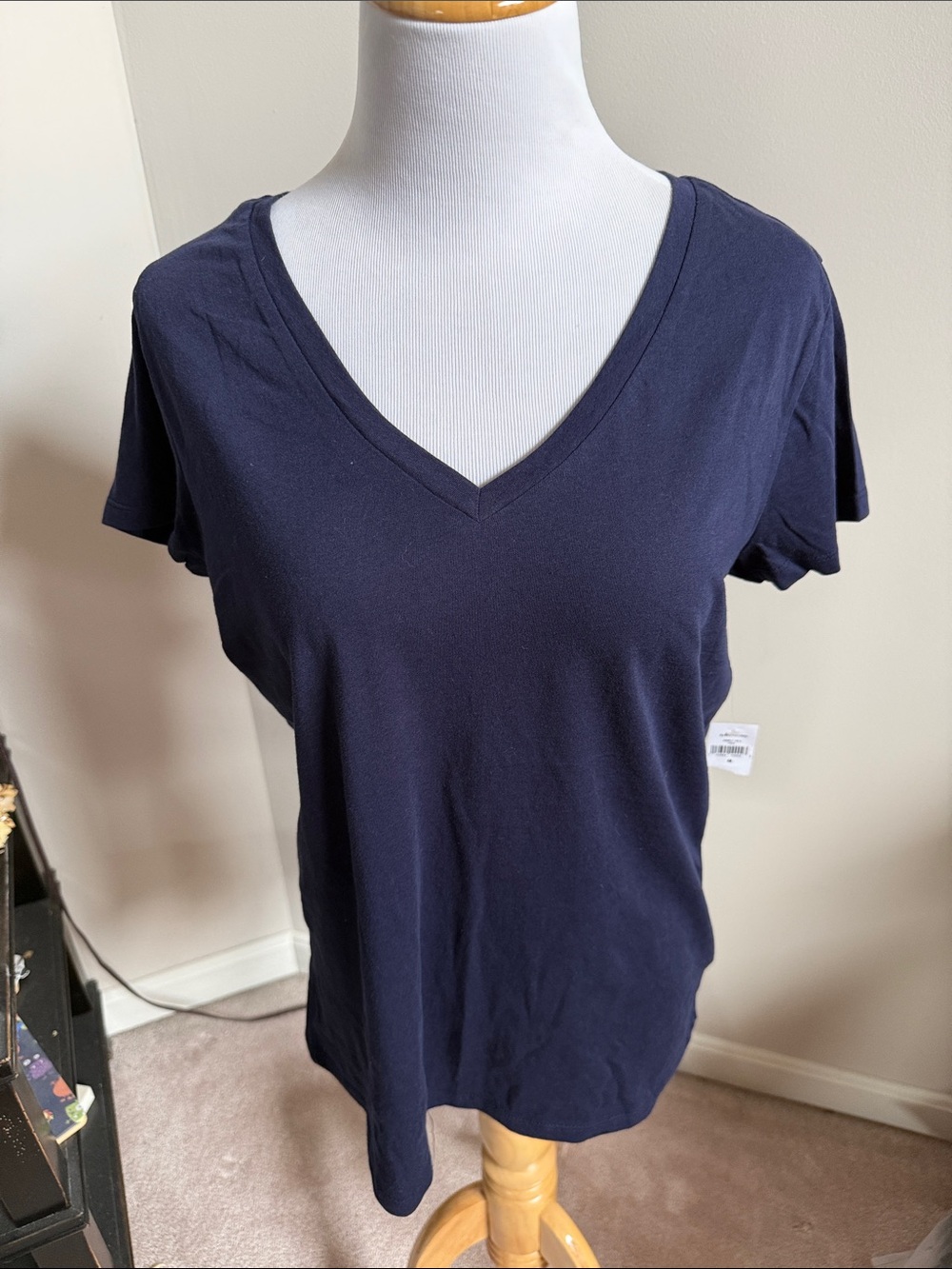 GAP Factory Women's V-Neck Short Sleeve Tee - Navy Blue